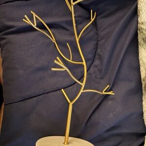 Gold Metal Jewelry Tree Stand